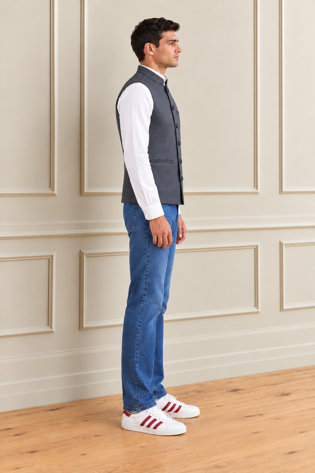 Men’s Navy Tweed Waistcoat – Regular Fit
