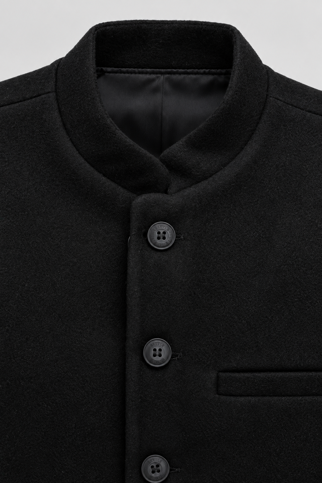 Men’s Regular Fit Nehru Tweed Waistcoat – Black