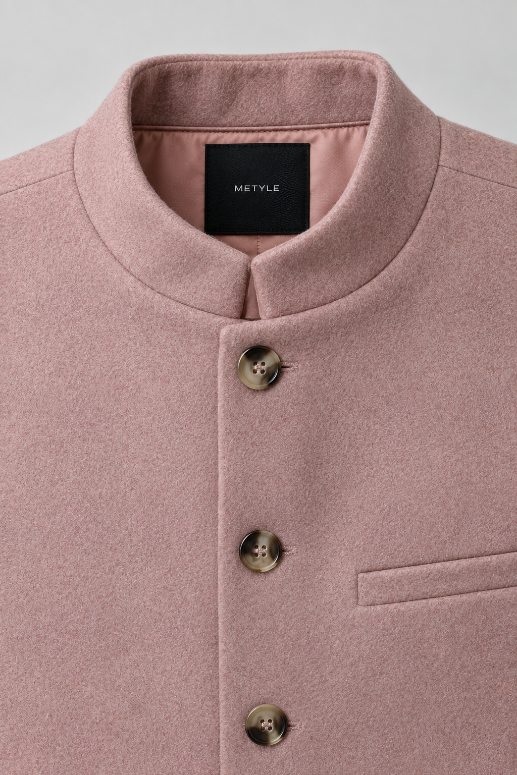 Men’s Regular Fit Nehru Tweed Waistcoat – Light Pink