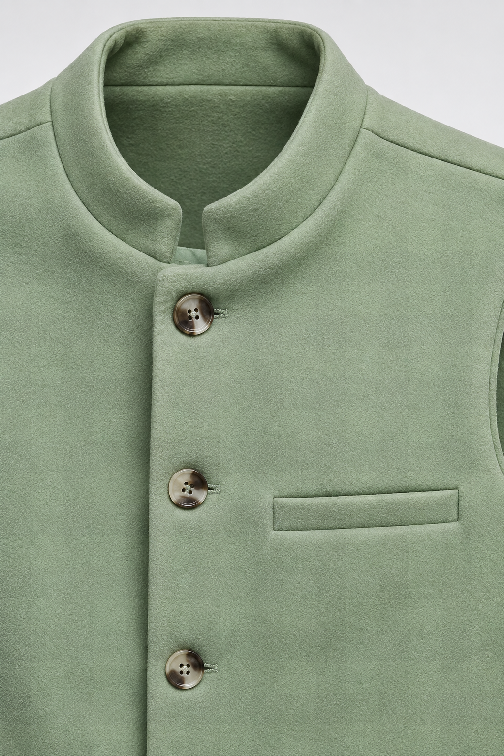 Men’s Regular Fit Nehru Tweed Waistcoat – Mint