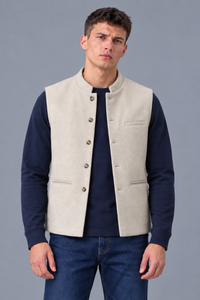 Men’s Regular Fit Tweed Waistcoat – Natural