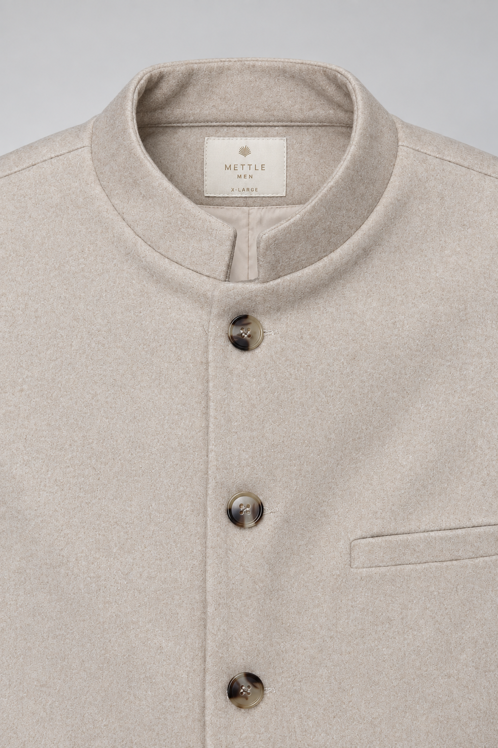 Men’s Regular Fit Nehru Tweed Waistcoat – Natural