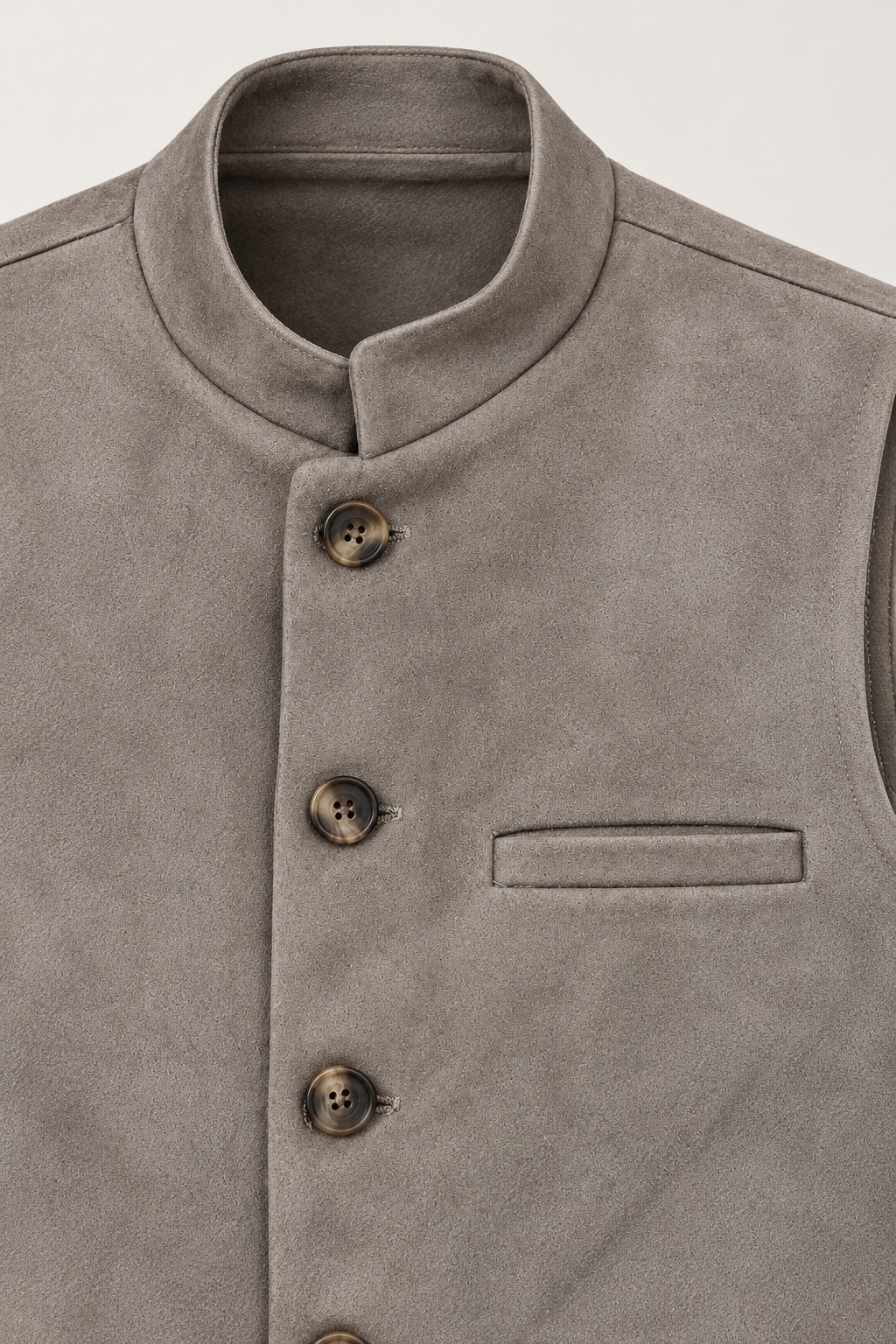 Men’s Regular Fit Knitted Suede Waistcoat – Dark Stone