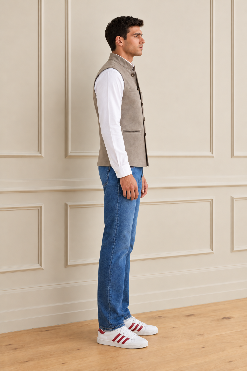 Men’s Regular Fit Knitted Suede Waistcoat – Onyx