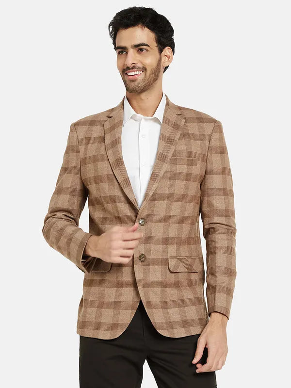 Mettle Men Checked Single Breasted Coat