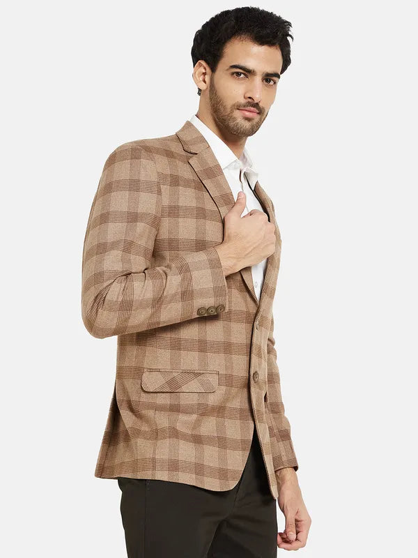 Mettle Men Checked Single Breasted Coat