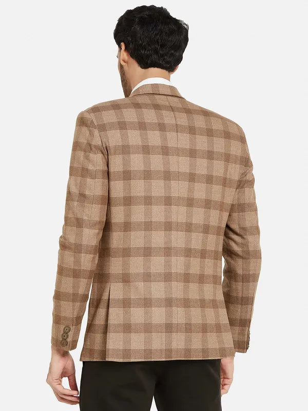 Mettle Men Checked Single Breasted Coat