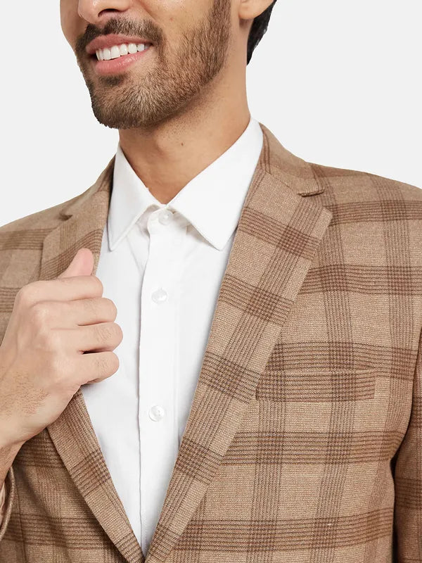 Mettle Men Checked Single Breasted Coat