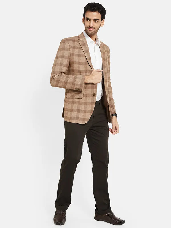 Mettle Men Checked Single Breasted Coat