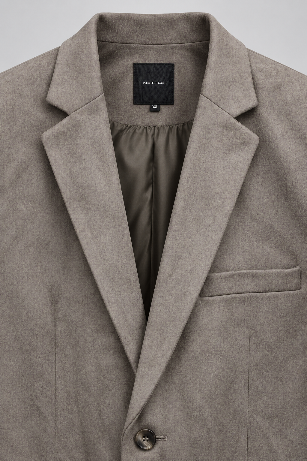 Men’s Regular Fit Knitted Suede Blazer Coat – Dark Stone