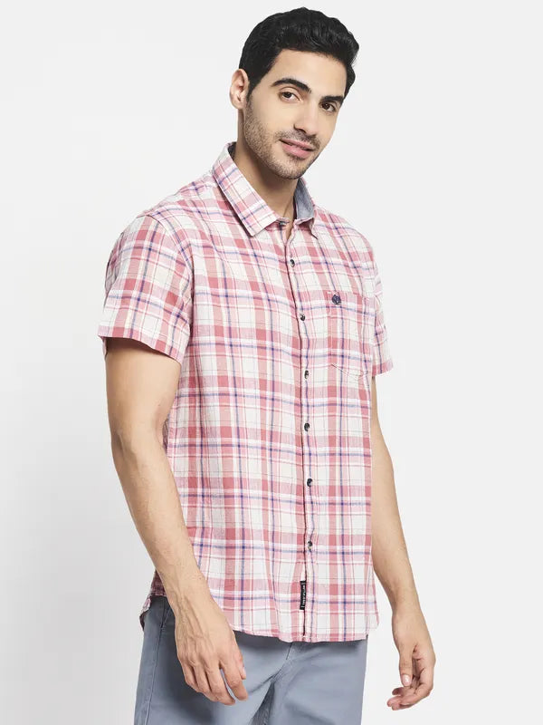 Men Red Tartan Checks Checked Casual Shirt