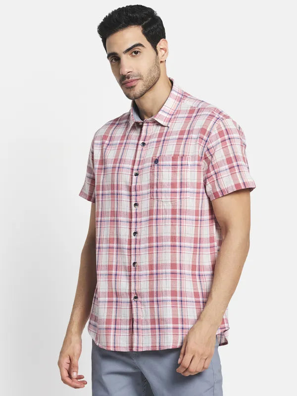 Men Red Tartan Checks Checked Casual Shirt