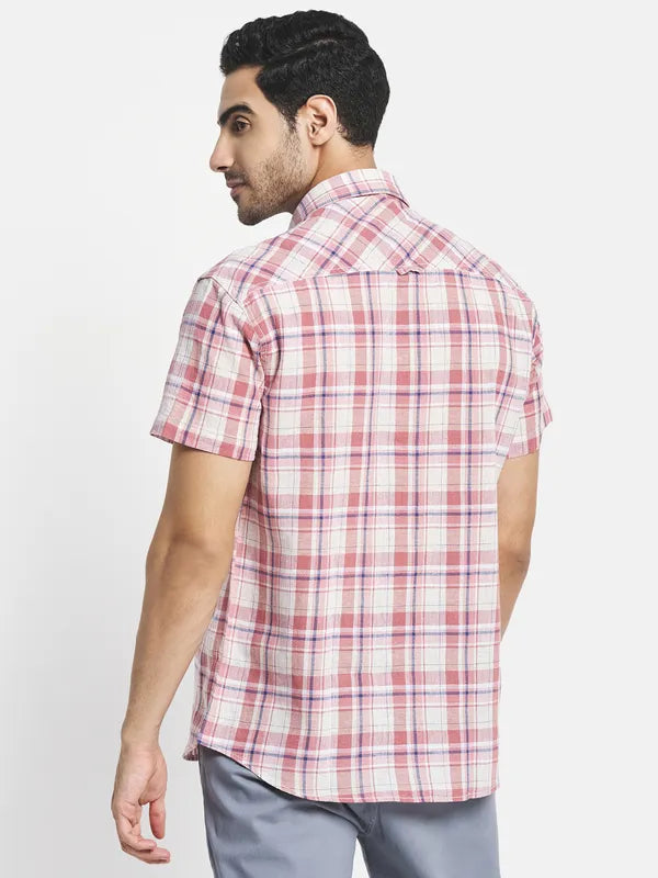 Men Red Tartan Checks Checked Casual Shirt