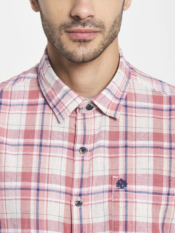 Men Red Tartan Checks Checked Casual Shirt