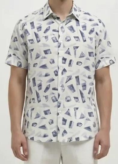 Men Denim Printed Casual Shirt