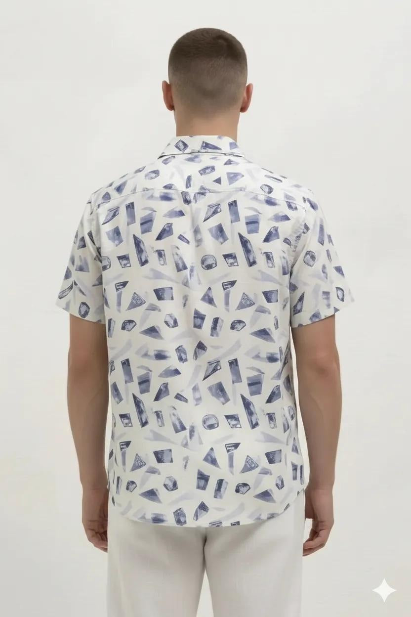 Men Denim Printed Casual Shirt