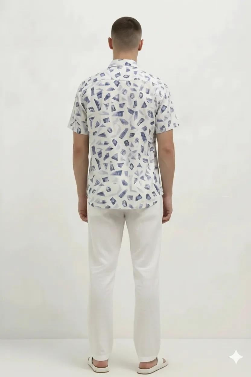 Men Denim Printed Casual Shirt