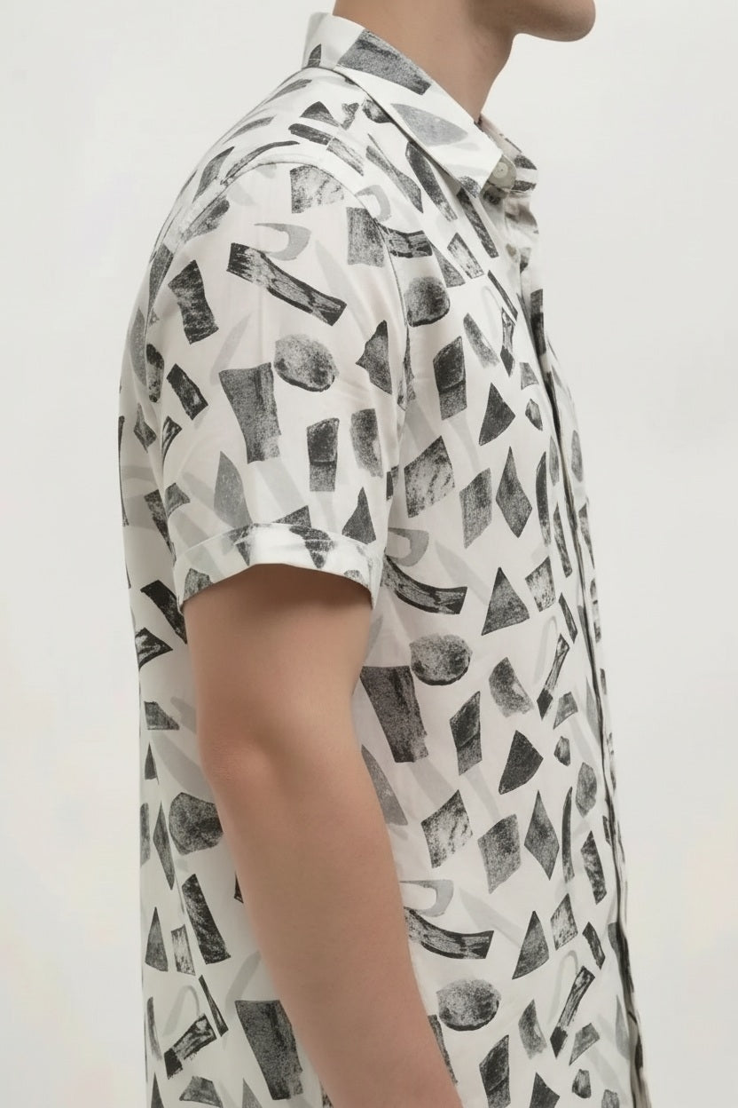 Men Olive Printed Casual Shirt