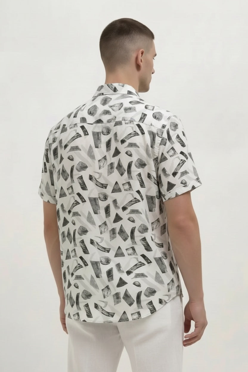 Men Olive Printed Casual Shirt