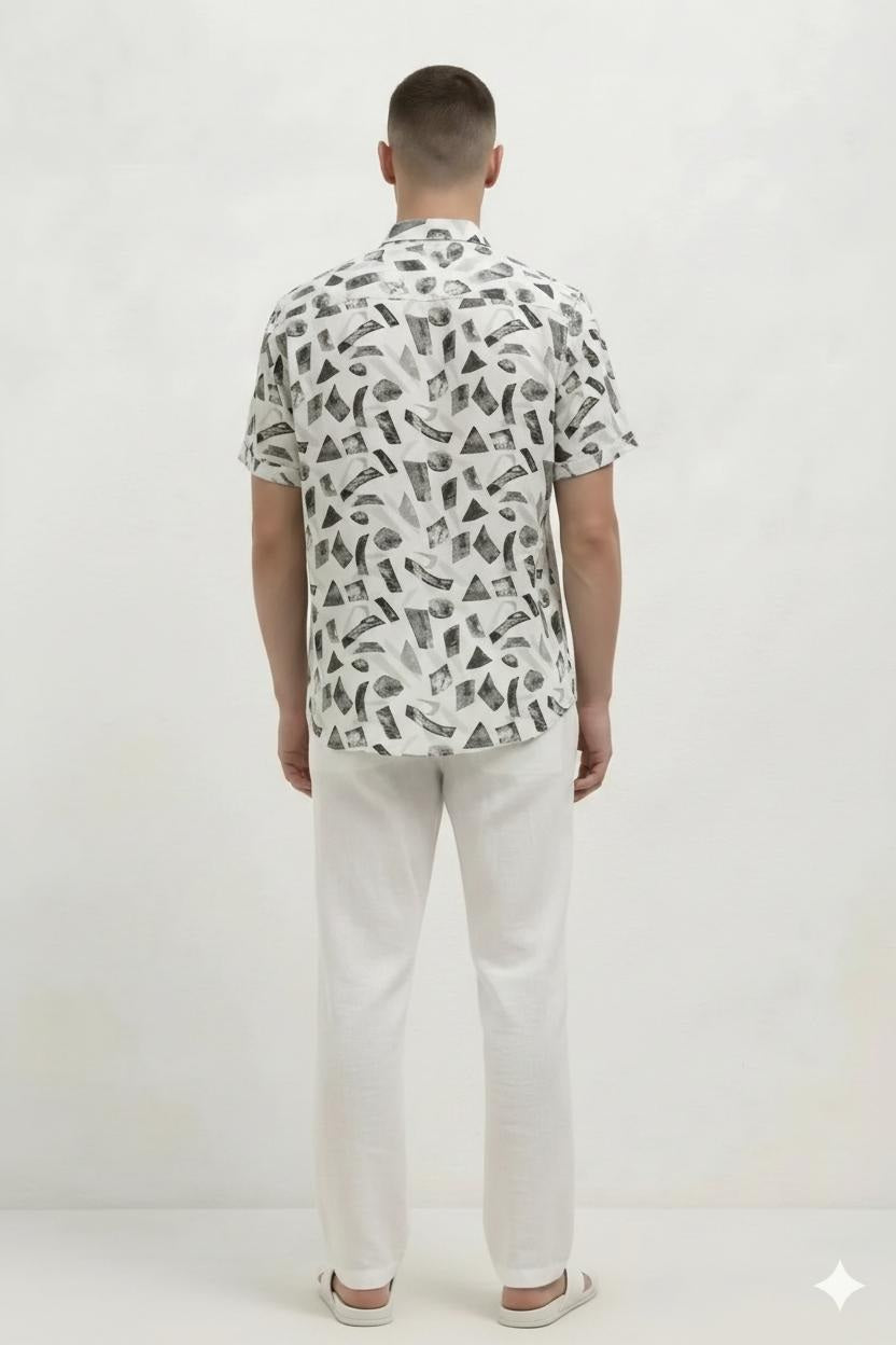 Men Olive Printed Casual Shirt