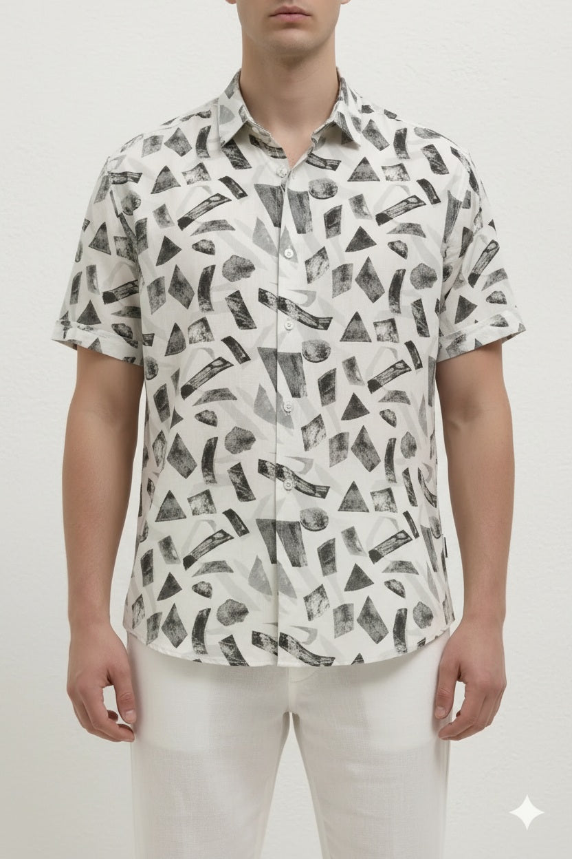 Men Olive Printed Casual Shirt