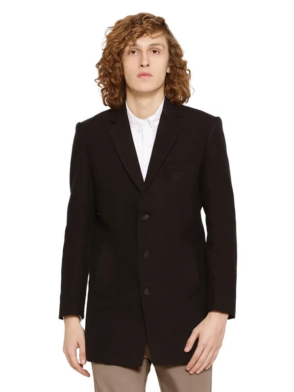 Mettle Men Navy Blue Solid Blazer