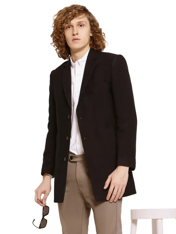 Mettle Men Navy Blue Solid Blazer