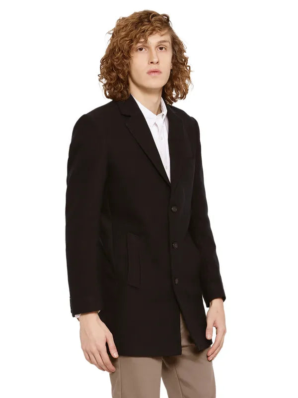 Mettle Men Navy Blue Solid Blazer