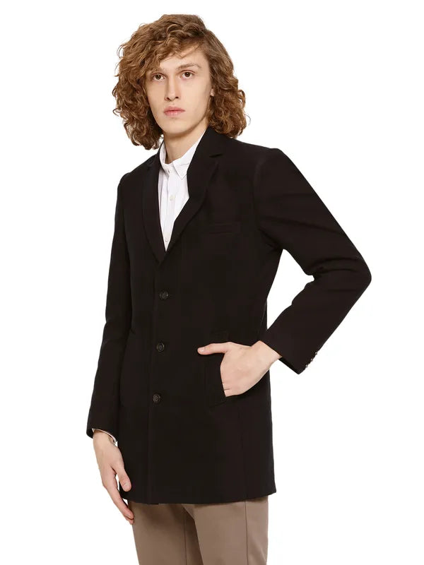 Mettle Men Navy Blue Solid Blazer