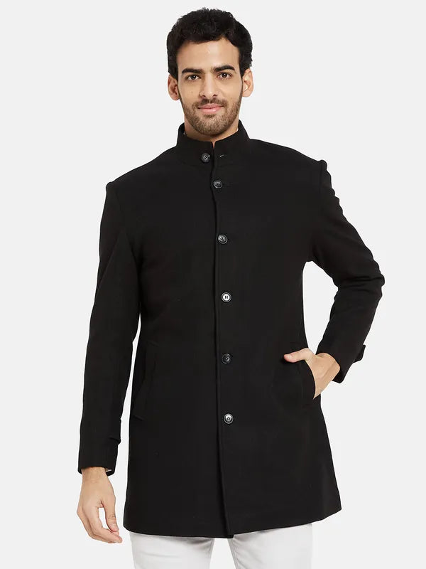 Mettle Single Breasted Mandarin Collar Overcoat