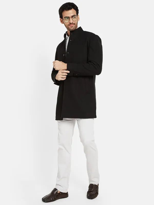 Mettle Single Breasted Mandarin Collar Overcoat