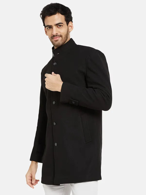 Mettle Single Breasted Mandarin Collar Overcoat