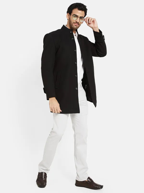 Mettle Single Breasted Mandarin Collar Overcoat