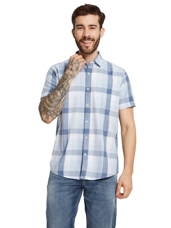 Mettle Men Opaque Checked Casual Shirt