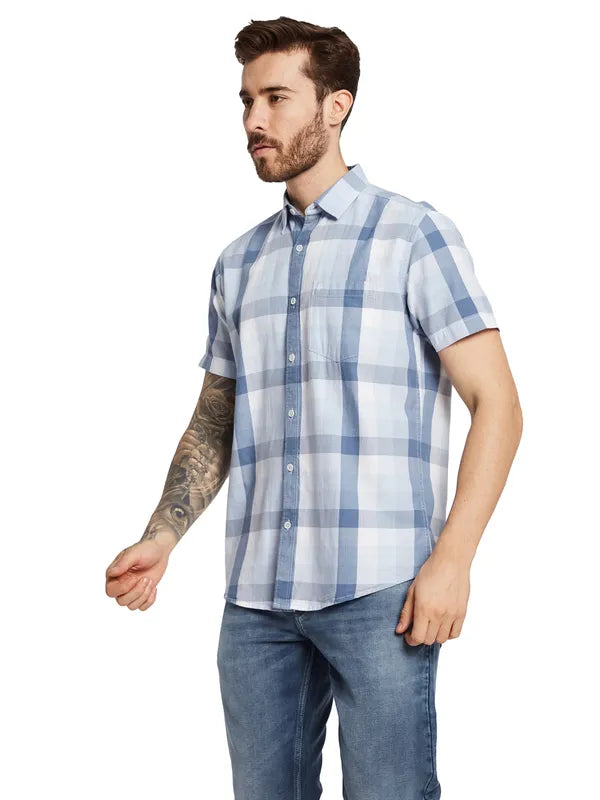 Mettle Men Opaque Checked Casual Shirt