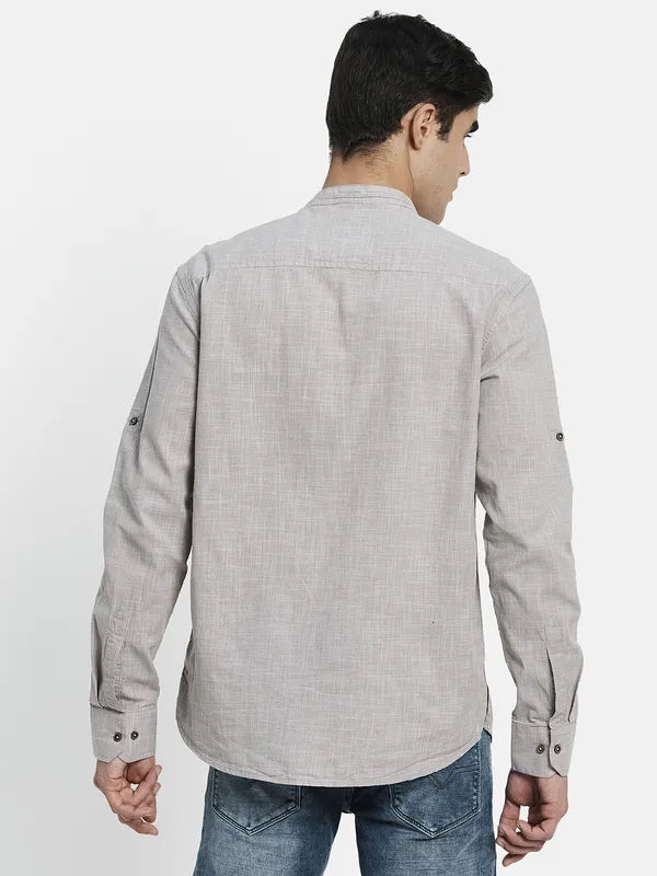 Men Taupe Casual Cotton Shirt