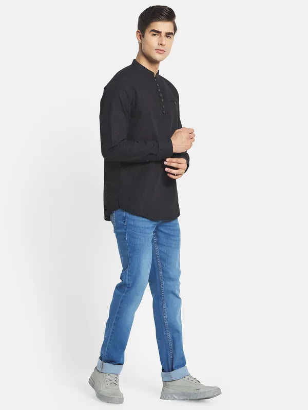 Mettle Men Black Casual Cotton Shirt