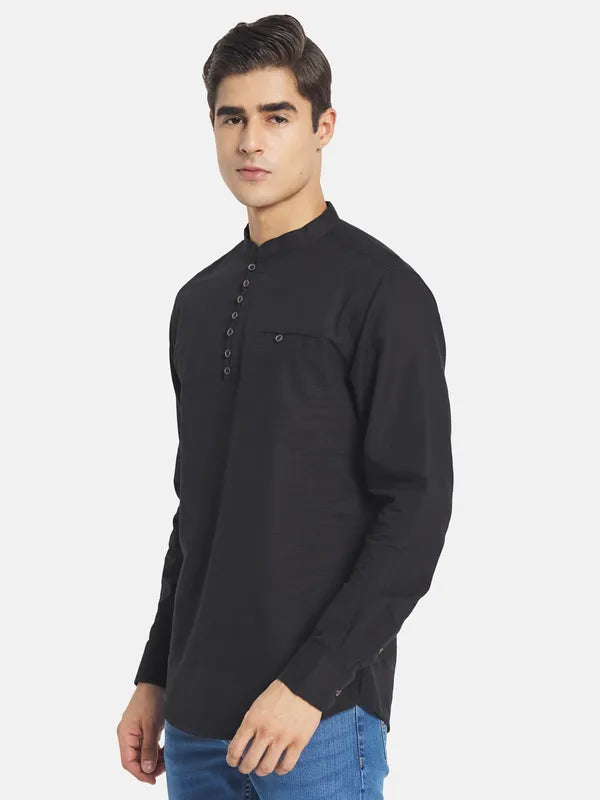 Mettle Men Black Casual Cotton Shirt