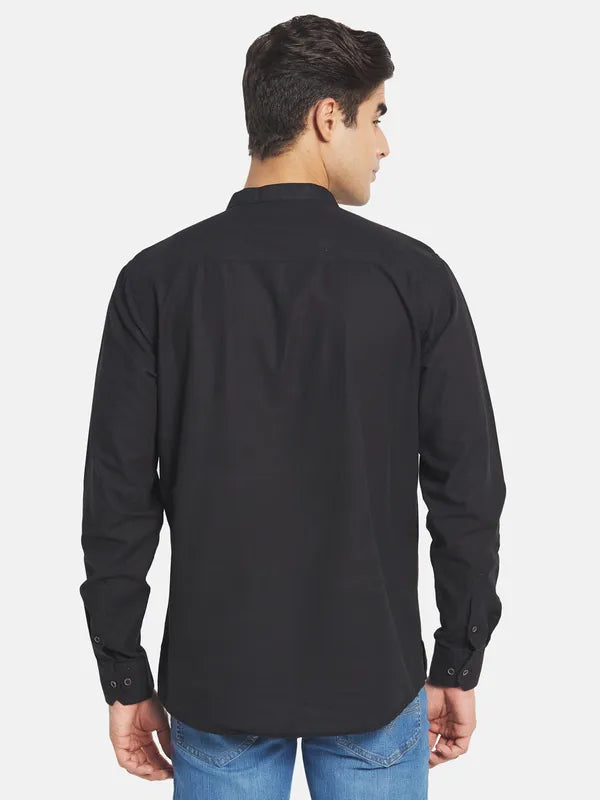 Mettle Men Black Casual Cotton Shirt