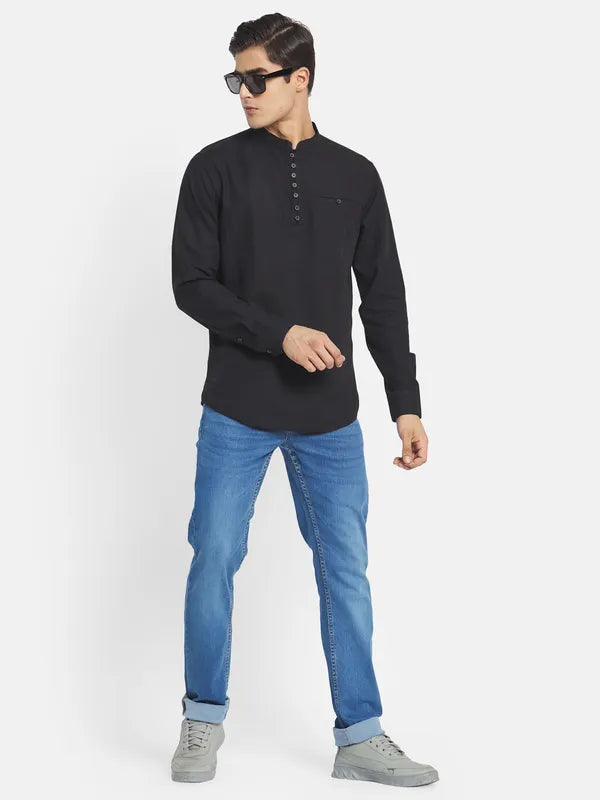 Mettle Men Black Casual Cotton Shirt