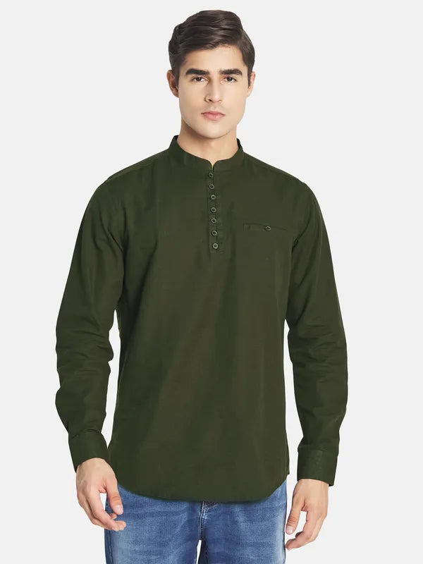 Mettle Men Olive Green Casual Shirt