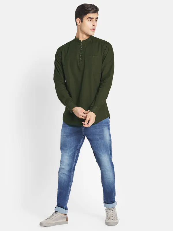 Mettle Men Olive Green Casual Shirt