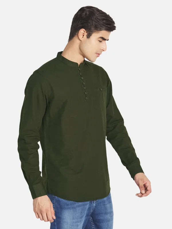 Mettle Men Olive Green Casual Shirt