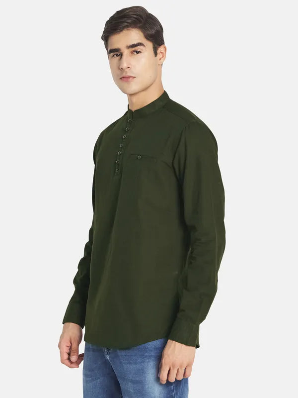 Mettle Men Olive Green Casual Shirt