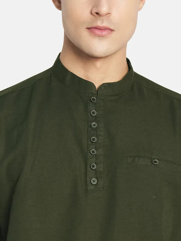 Mettle Men Olive Green Casual Shirt