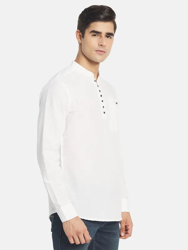 Mettle Men White Solid Casual Shirt