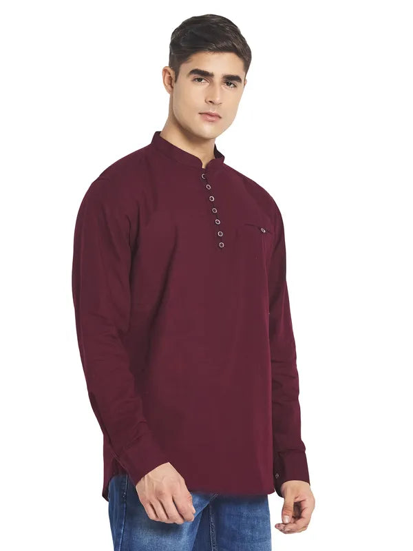 Mettle Men Maroon Solid Cotton Casual Shirt