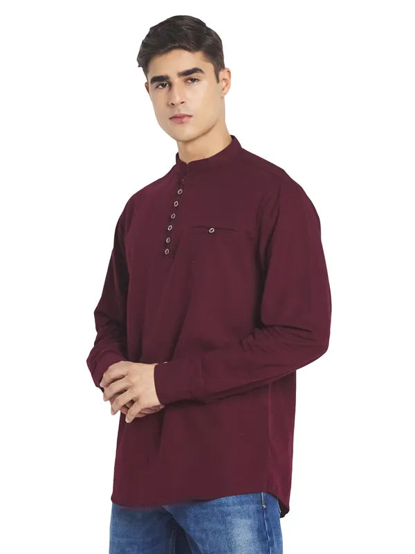 Mettle Men Maroon Solid Cotton Casual Shirt