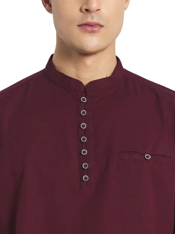 Mettle Men Maroon Solid Cotton Casual Shirt