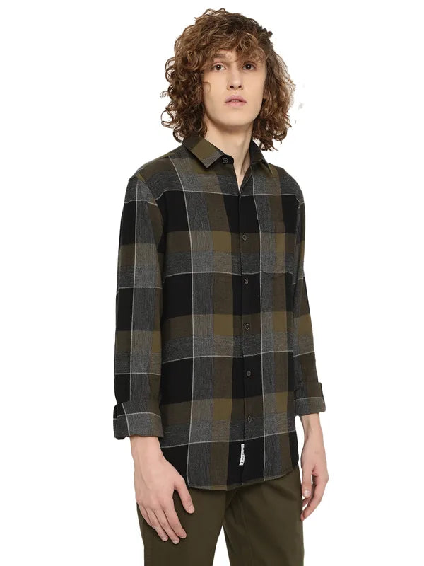 Mettle Men Tartan Checks Cotton Casual Shirt